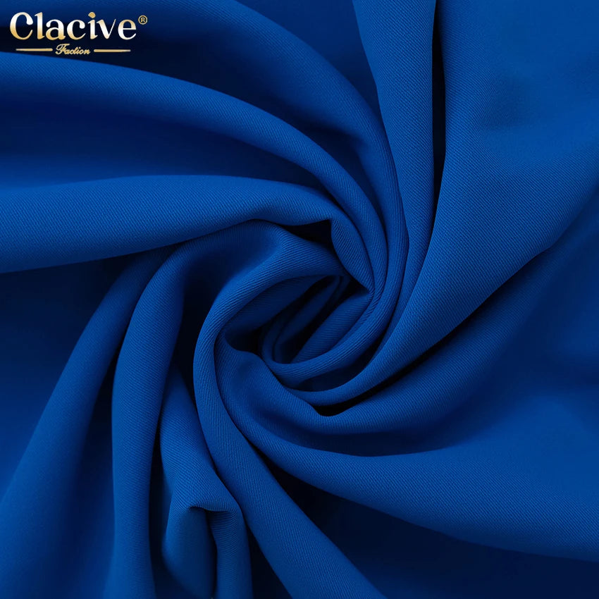 Clacive Blue Office Women'S Pants 2021 Fashion Loose Full Length Ladies Trousers Casual High Waist Wide Pants For Women