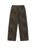 Baggy Leopard Print Y2k Jeans Women 2024 New High Waisted Casual Wide Leg Denim Pants Fashion Streetwear Retro Straight Jeans