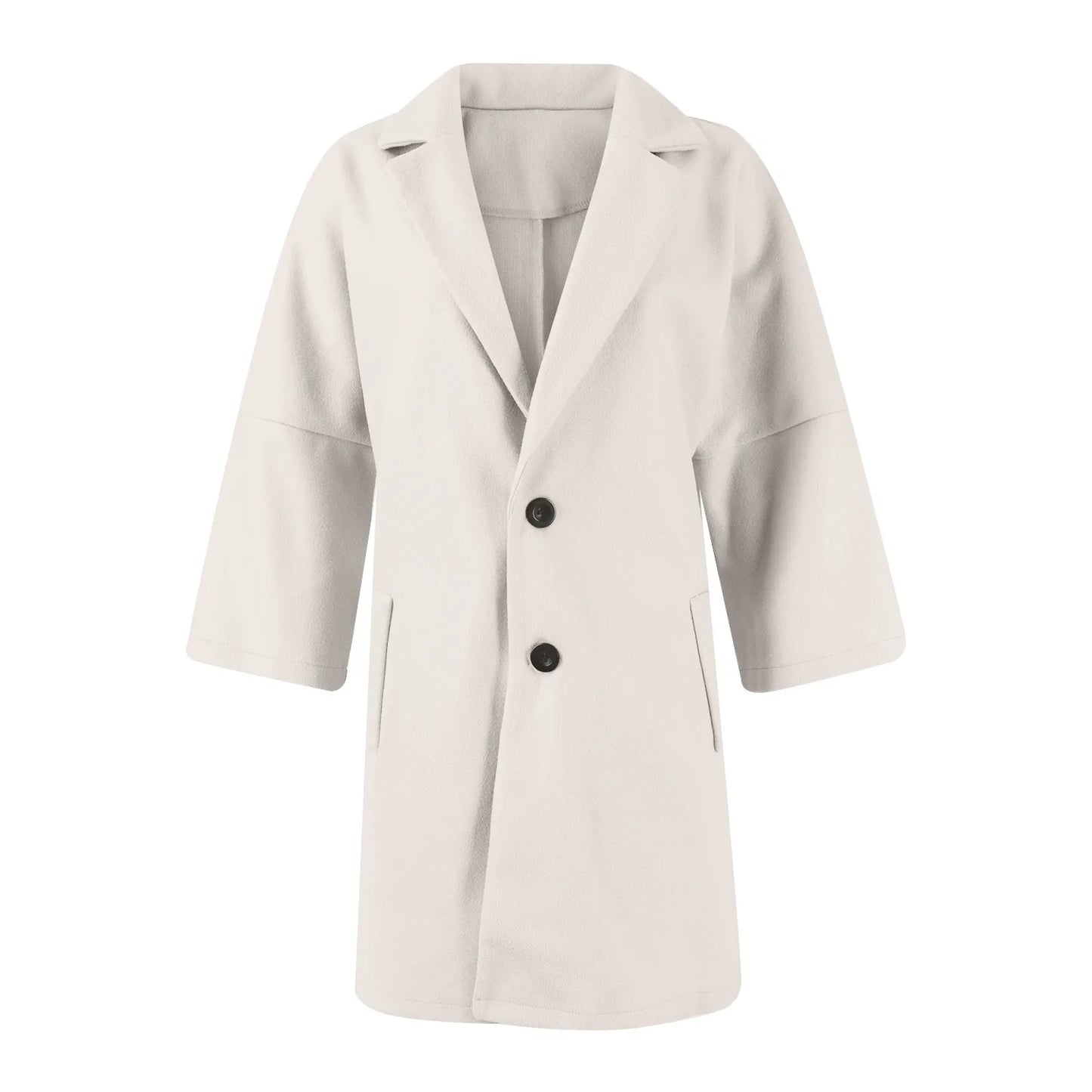 Women'S Coat Fashionable Versatile Tweed Coat Solid Color Sinking Shoulder Seven-Quarter Sleeve Single-Breasted Jacket Women