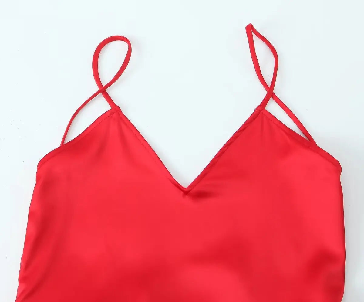 2024 Women's New Chic Fashion Temperament Satin Thin Shoulder Strap Underwear Slim Long Dress Retro Backless Women's Dress Mujer