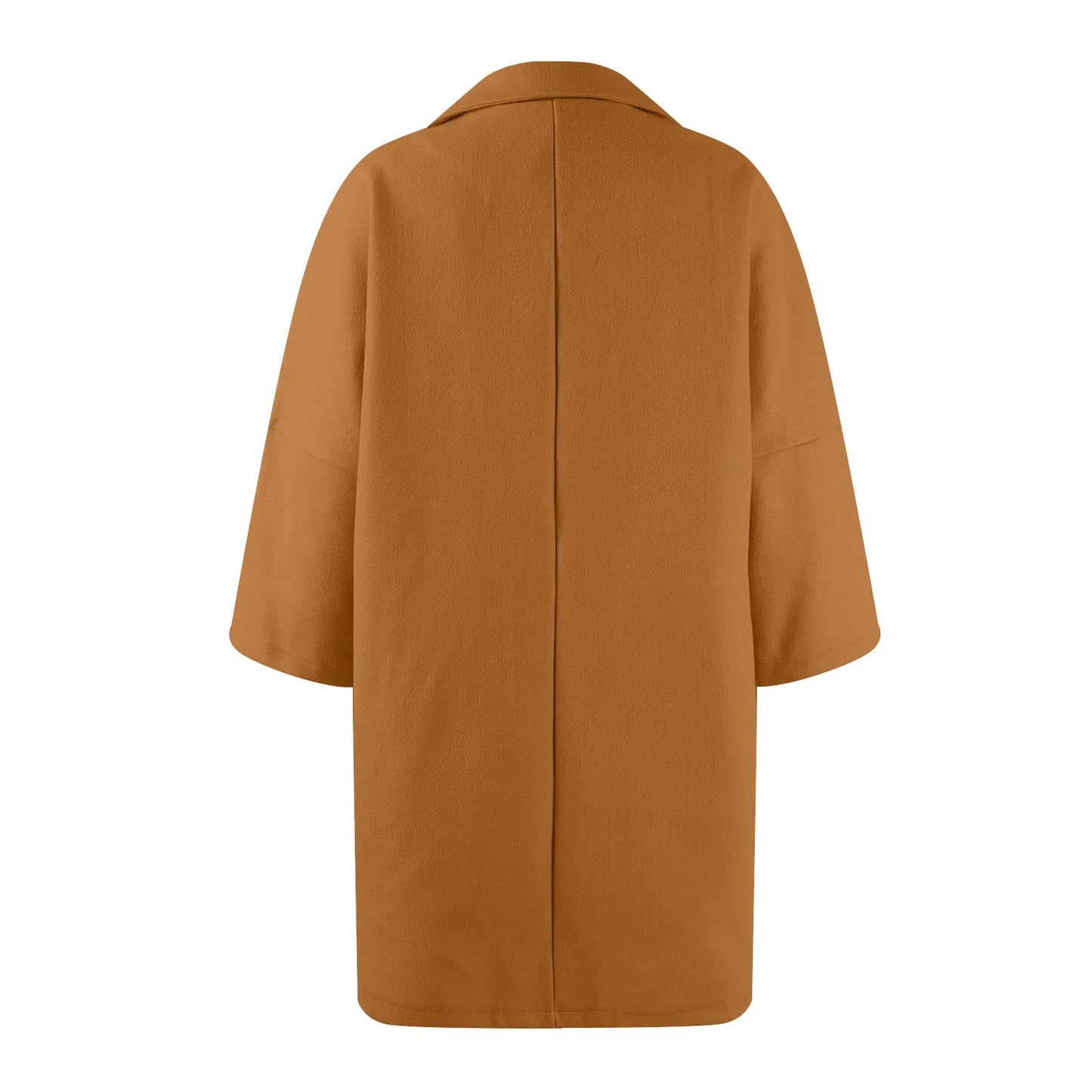 Women'S Coat Fashionable Versatile Tweed Coat Solid Color Sinking Shoulder Seven-Quarter Sleeve Single-Breasted Jacket Women