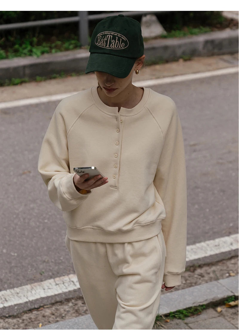 Casual Cotton Two Piece Sets Womens Outifits Long Sleeve Hoodie +Sweatpants Set Trousers Suit Jogger Tracksuit Ensemble Femme