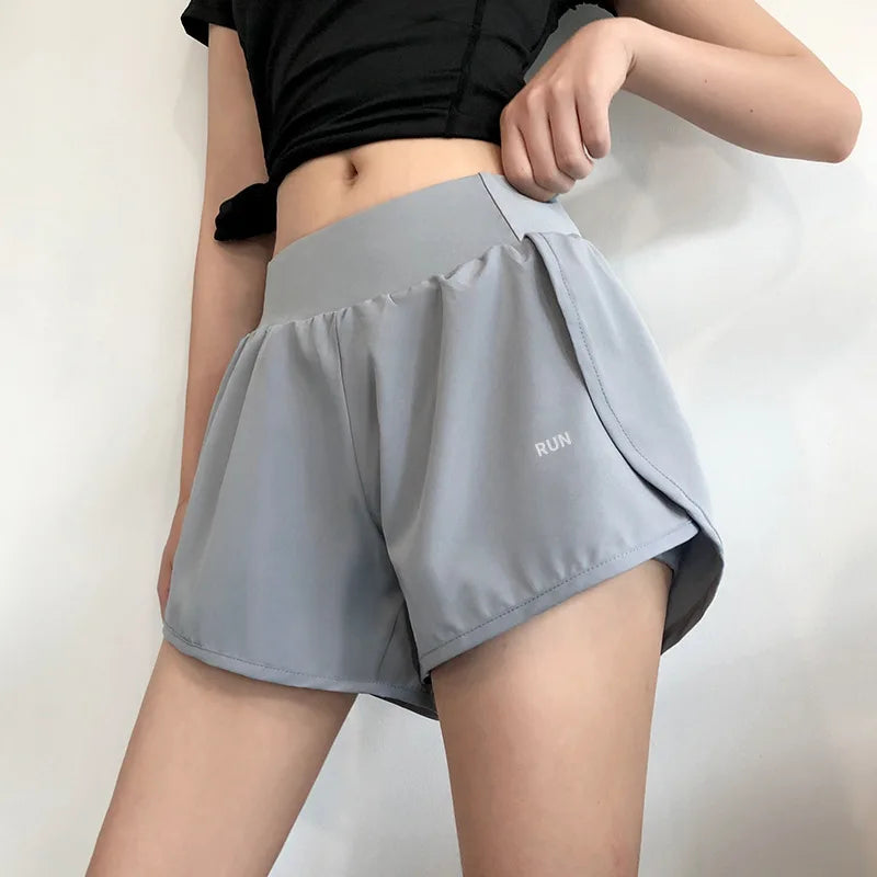 Women 2 In 1 Running Shorts Elastic Waist Pocket Summer Yoga Shorts Woman Cycling Sports Shorts Gym Fitness Shorts Sportswear