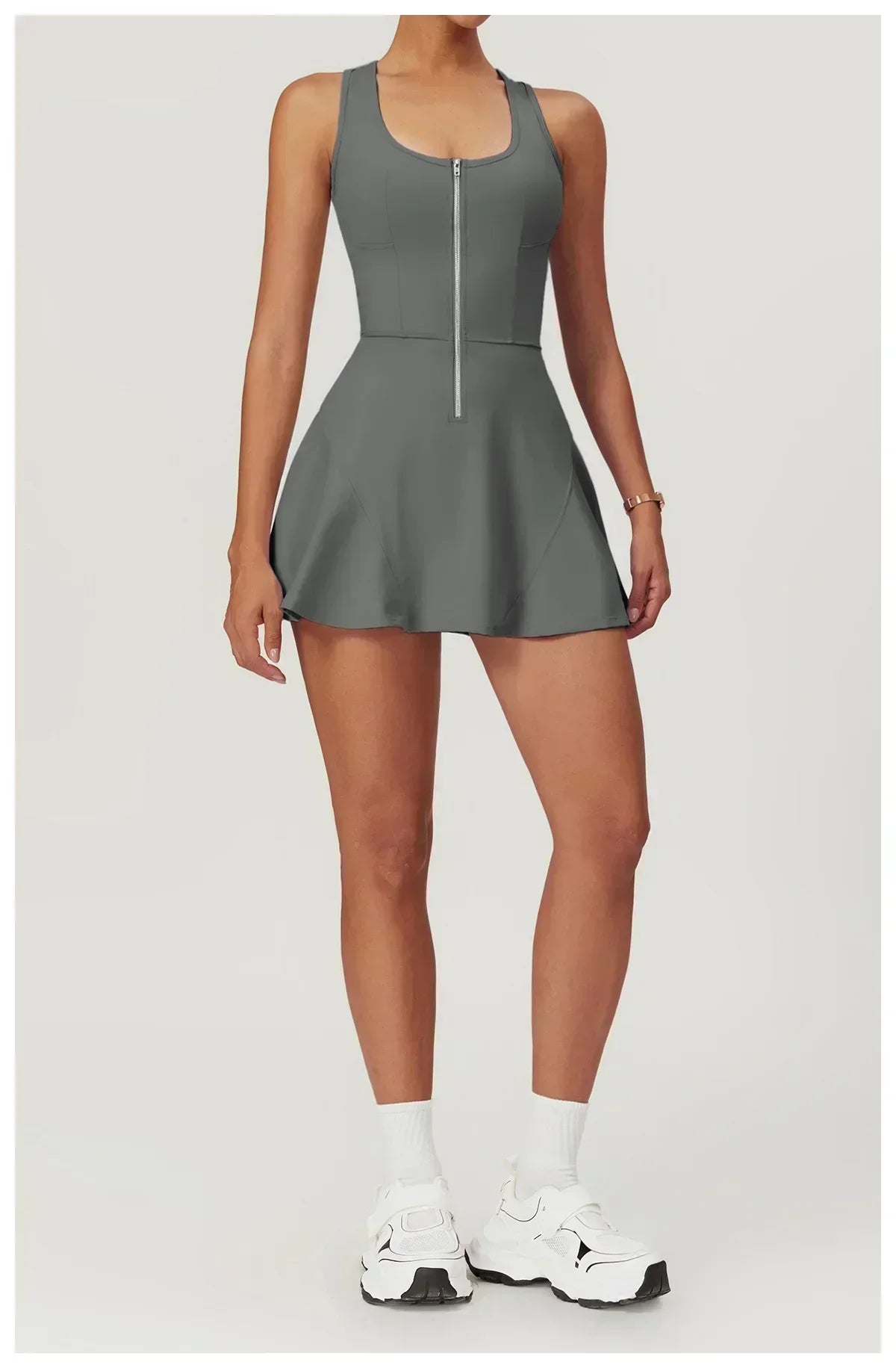 Yoga skirt anti-slip sports dress outdoor one-piece zip tennis skirt running fitness badminton dresses