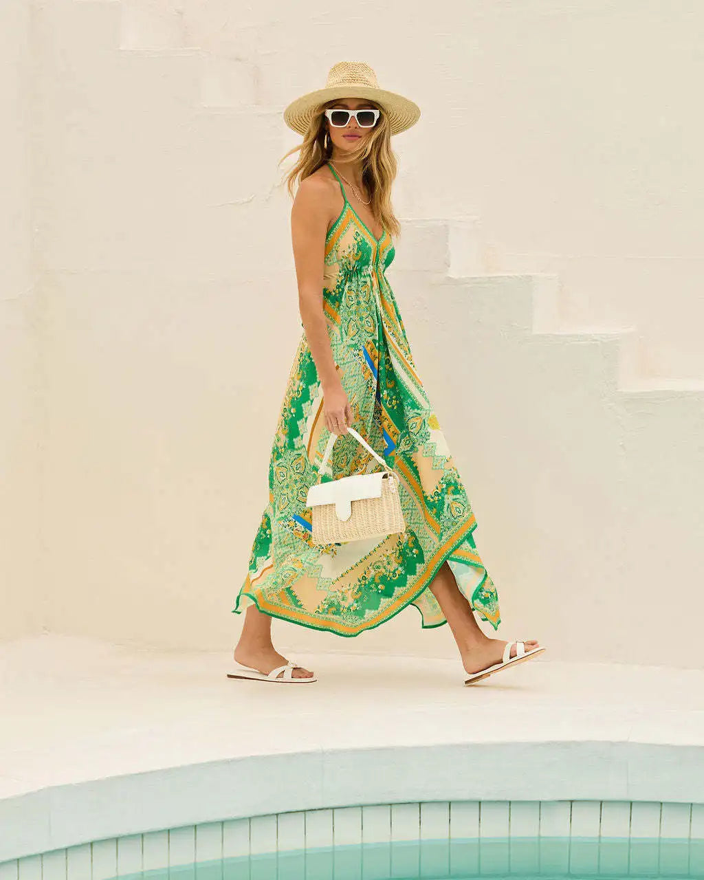 Women's Summer V-neck Halter Bohemian Floral Long Dress,Women Clothing,Red Dress,Sexy Dress Women,Sundress,Beach Dresses