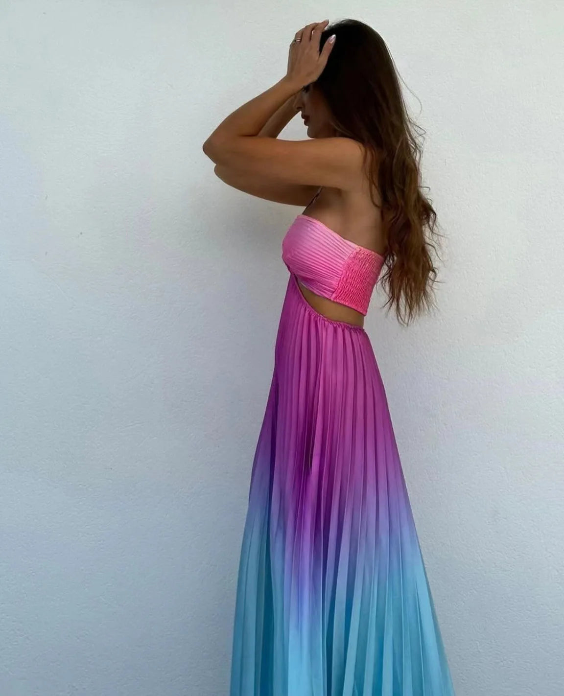 2024 Summer Fashion Women Long Dress Sexy Halter Neck Dress Sleeveless Hanging Trint Comfortable Party Club Women Streetwear
