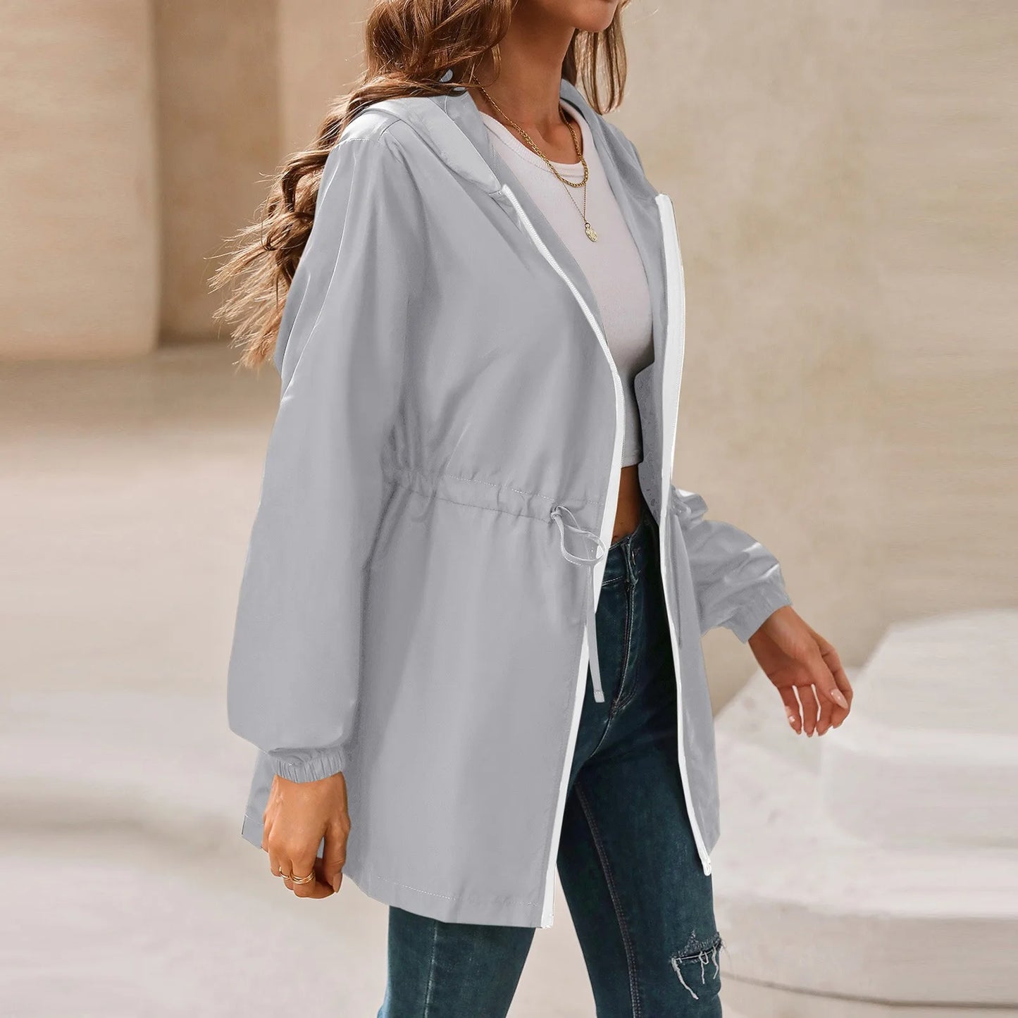 Women'S Jacket Tourism Outdoor Hiking Waterproof Rain Poncho Raincoat Hooded Rain Coat High-Quality Jackets Hiking Clothes