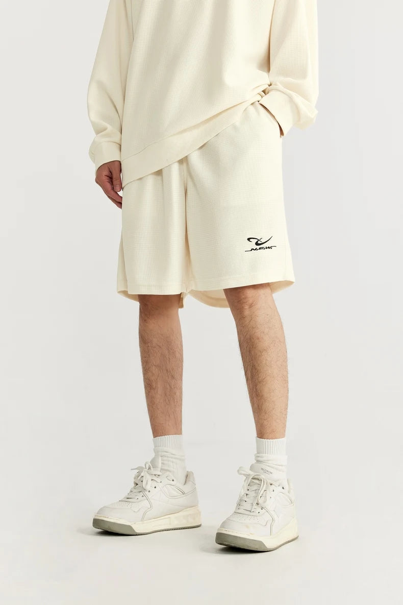 INFLATION Spring Oversized Tracksuit Sportswear Unisex Pique Fabric Embroidery Long Sleeve Tees and Shorts Set
