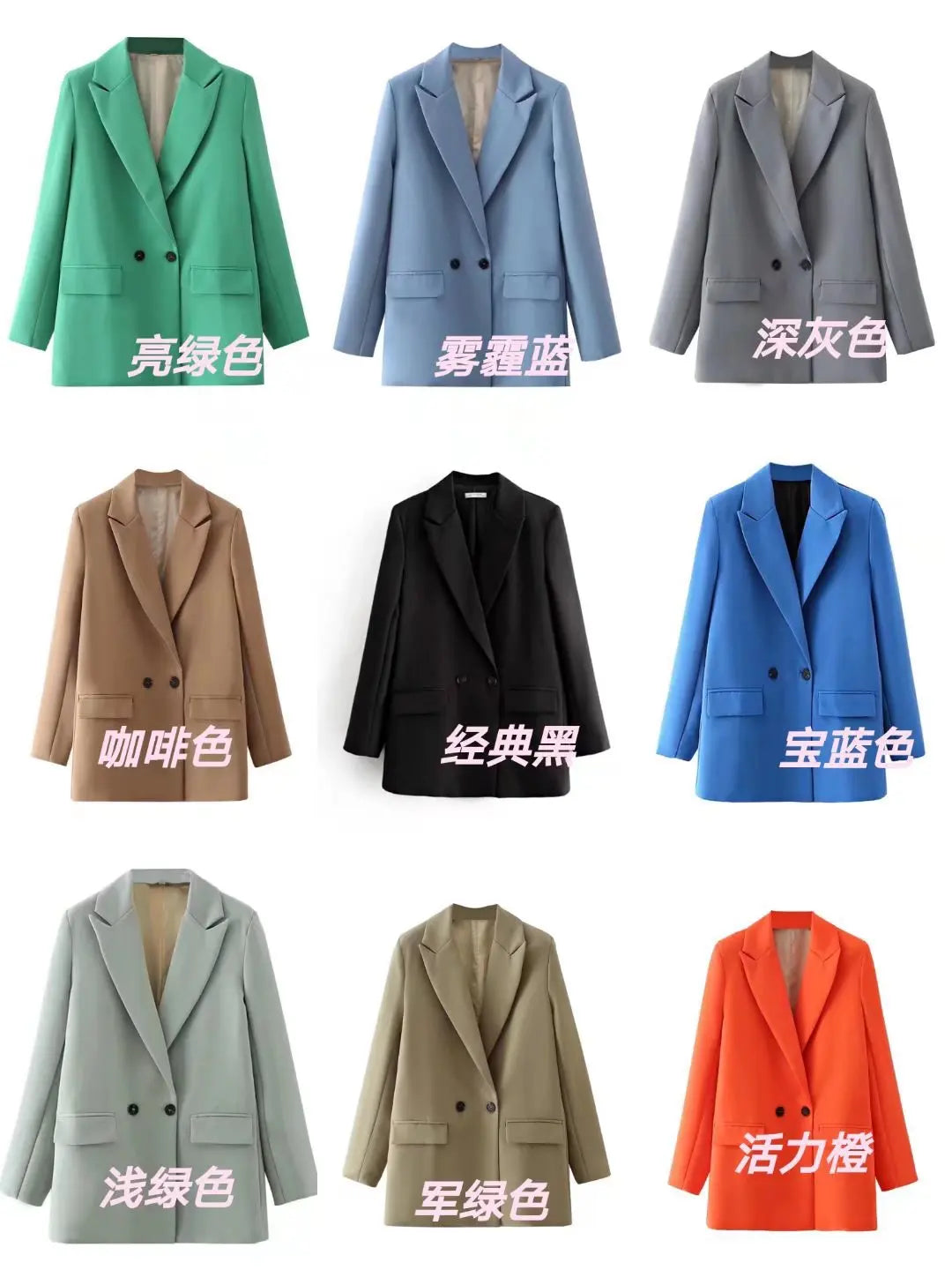 Elegant Blazer Coat For Women Fashion Pockets Lapel Oversized Suit Jackets 2025 New Autumn Office Lady Casual Loose Outerwear