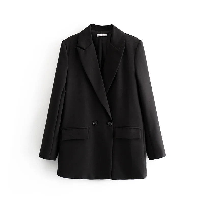 Elegant Blazer Coat For Women Fashion Pockets Lapel Oversized Suit Jackets 2025 New Autumn Office Lady Casual Loose Outerwear