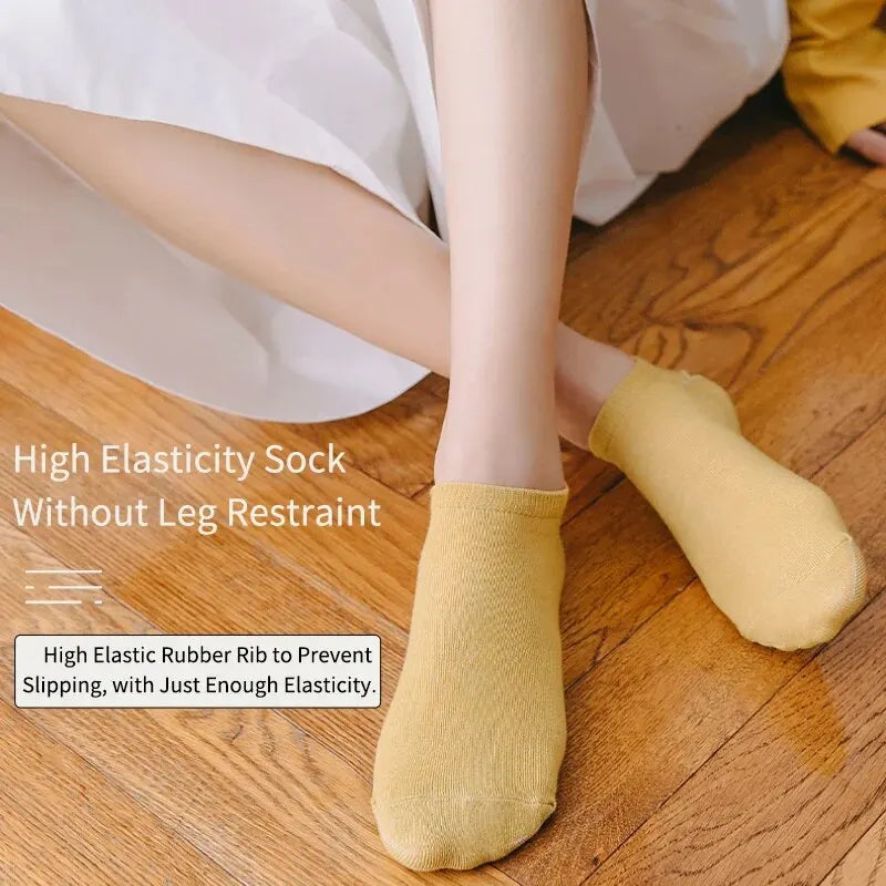 8 Pairs of Spring and Summer Four-season Women's Simple Fashionable and Sweet Morandi Solid Color Low Cut and Comfortable Socks