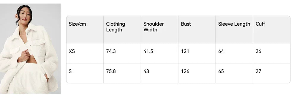 AL Coat for women Plush jacket Lapel shirt style Loose Casual White Fashion Coat Plush Medium long styles Pockets Jacket New