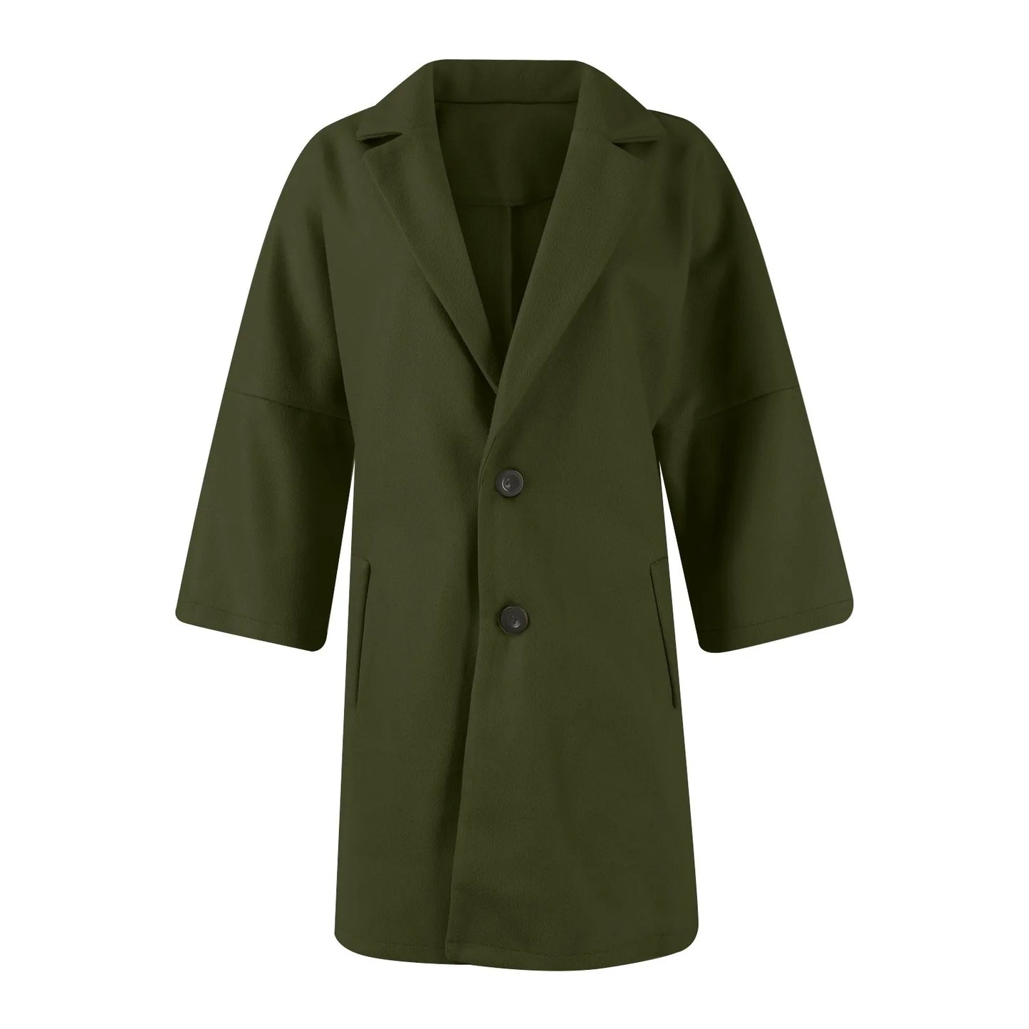 Women'S Coat Fashionable Versatile Tweed Coat Solid Color Sinking Shoulder Seven-Quarter Sleeve Single-Breasted Jacket Women