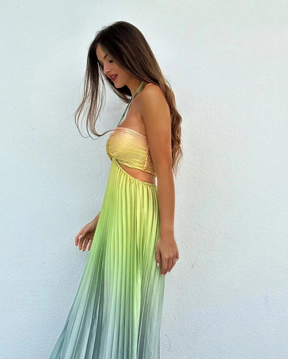 2024 Summer Fashion Women Long Dress Sexy Halter Neck Dress Sleeveless Hanging Trint Comfortable Party Club Women Streetwear