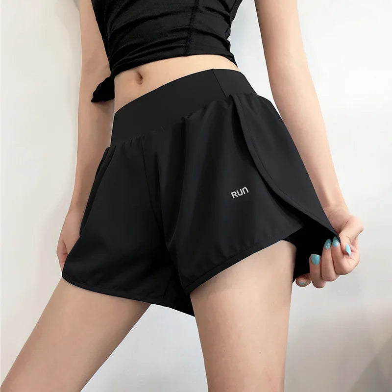 Women 2 In 1 Running Shorts Elastic Waist Pocket Summer Yoga Shorts Woman Cycling Sports Shorts Gym Fitness Shorts Sportswear
