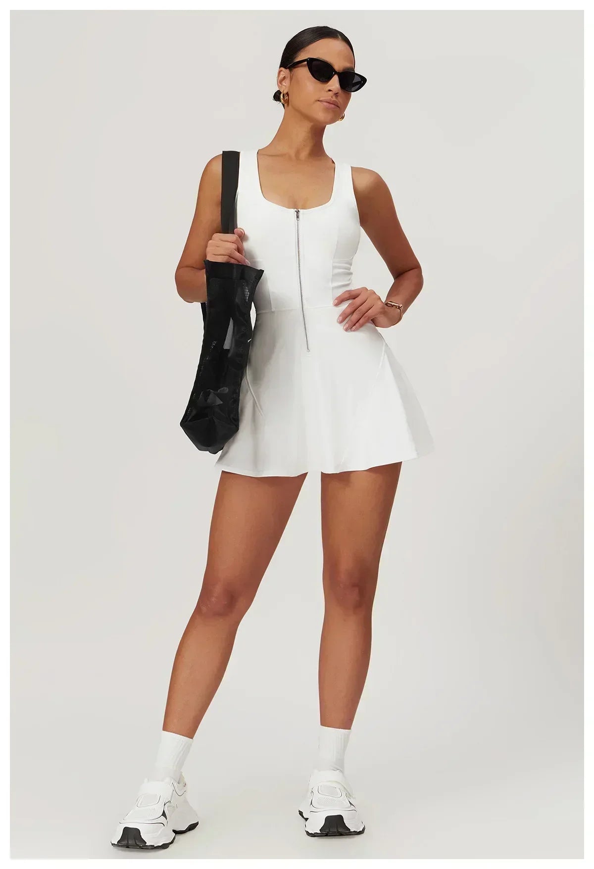 Yoga skirt anti-slip sports dress outdoor one-piece zip tennis skirt running fitness badminton dresses