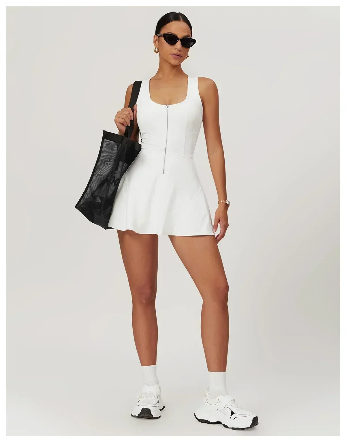 Yoga skirt anti-slip sports dress outdoor one-piece zip tennis skirt running fitness badminton dresses