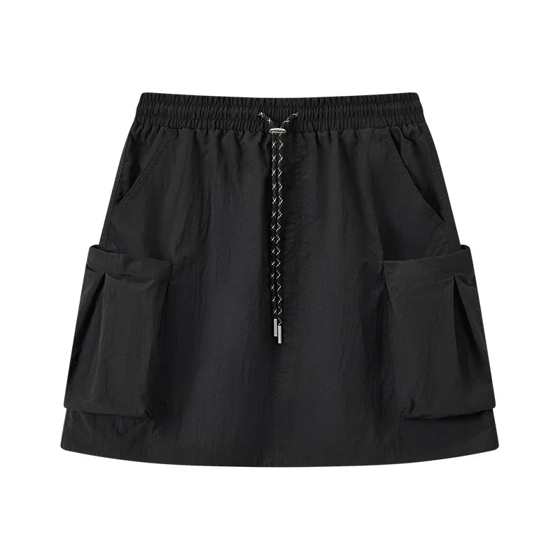Semir Skirt Women Simple Workwear Style 2025 Summer New Elastic Waist A-Line Skirt with Textured Fabric