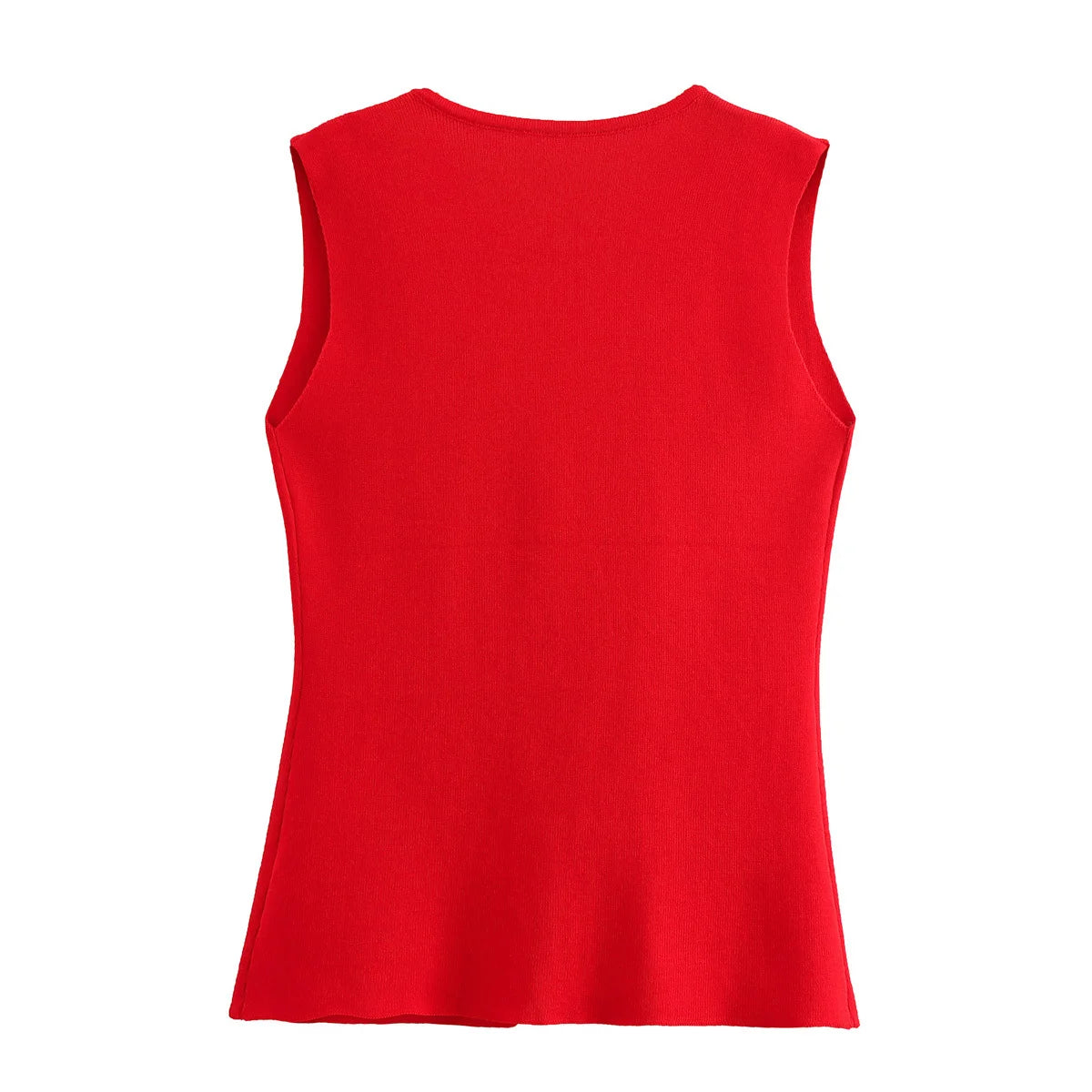 TRAF Woman Knit Vest Top Cropped Sleeveless Vests for Women 2024 Button Summer Vest Top Female Holiday Knitted Short Tops