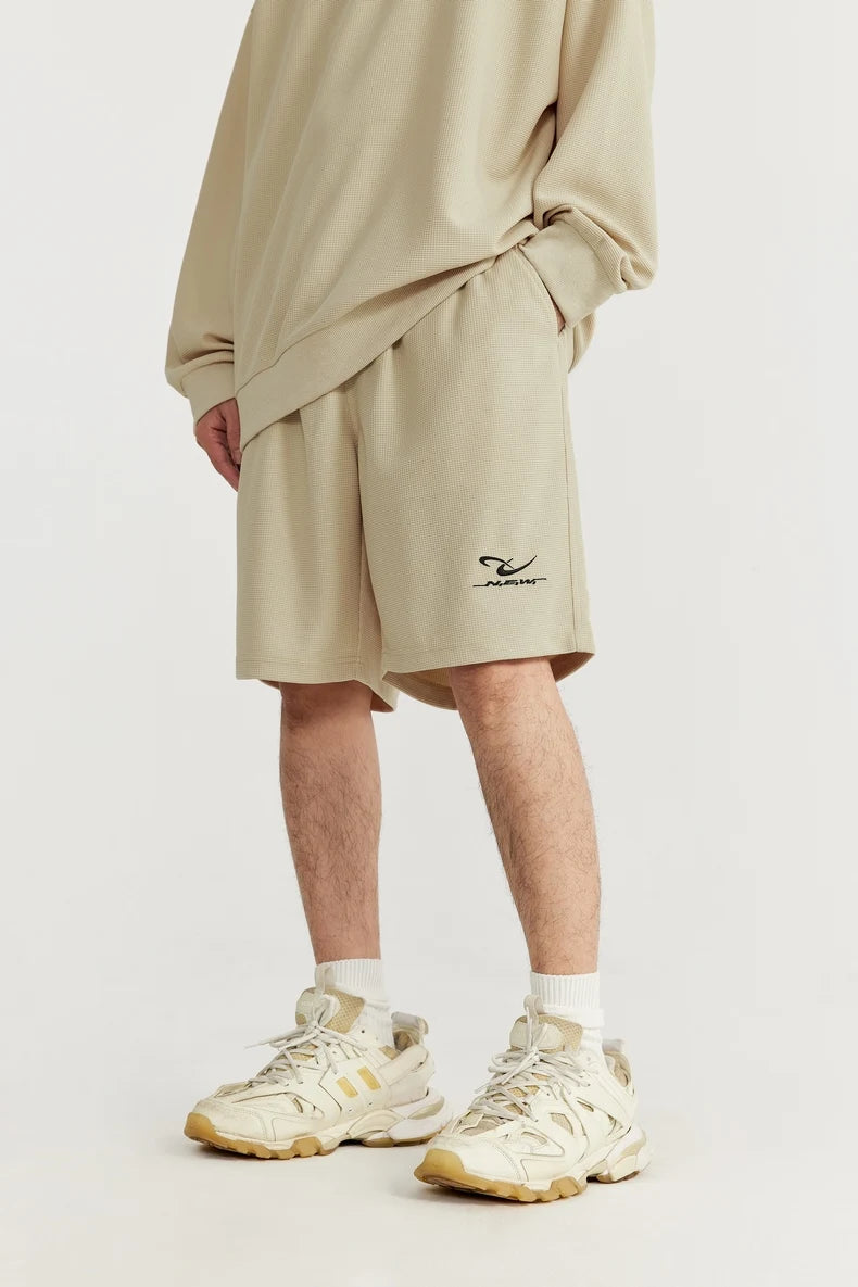 INFLATION Spring Oversized Tracksuit Sportswear Unisex Pique Fabric Embroidery Long Sleeve Tees and Shorts Set
