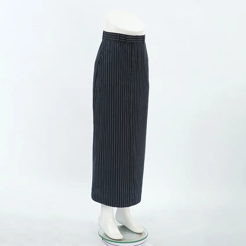 Skirt Women Office Lady High Waist Striped Fashion New Euro-America Style Simple Women Skirt Luxury