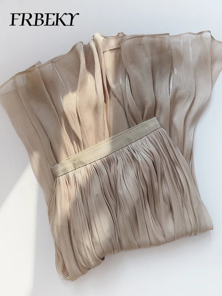 Skirts for Women Summer Pleated Temperament Half-body Skirt Slim Thin Section of The Long A-line Skirt Woman Clothing Streetwear