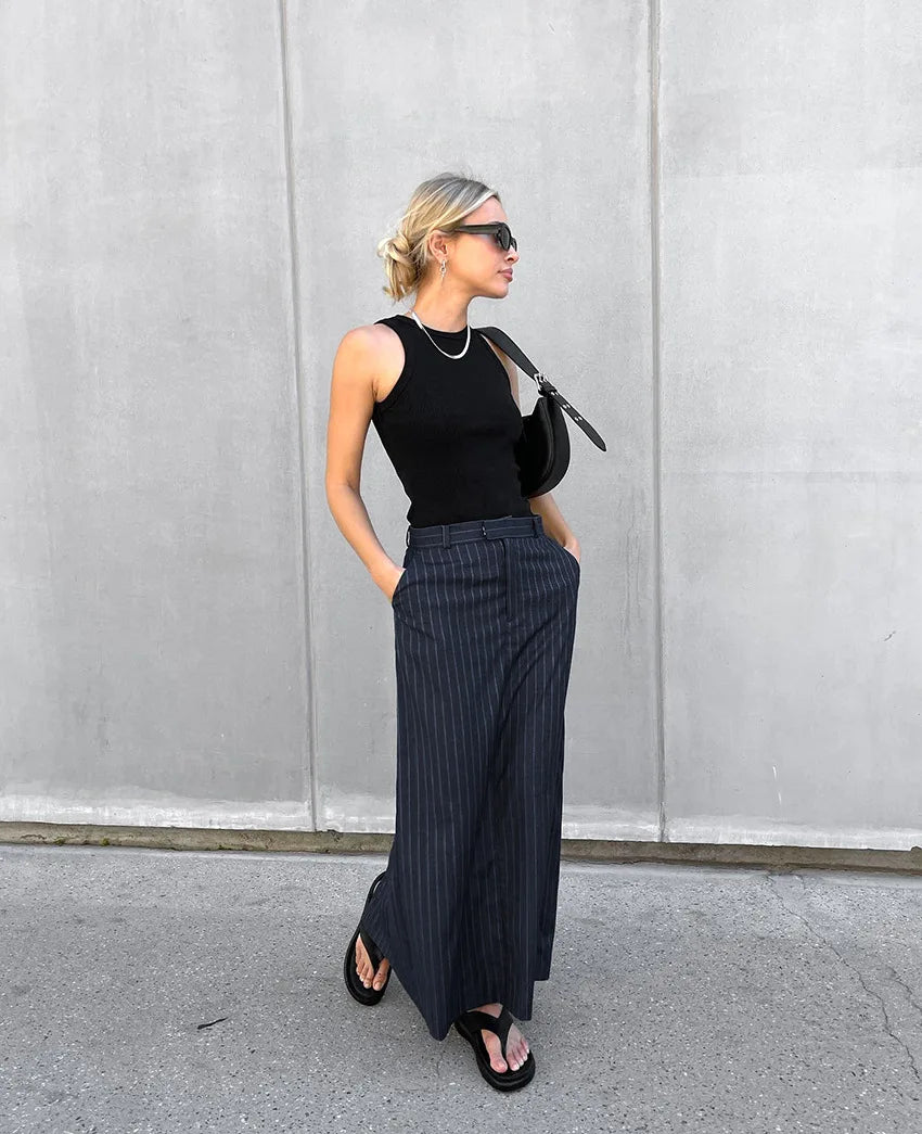 Skirt Women Office Lady High Waist Striped Fashion New Euro-America Style Simple Women Skirt Luxury