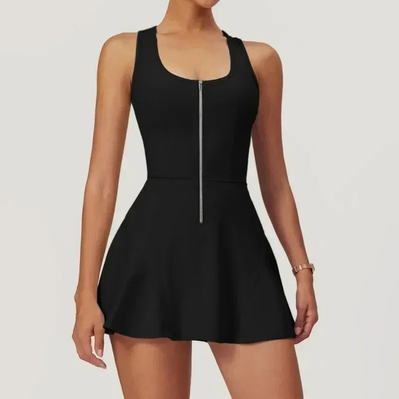 Yoga skirt anti-slip sports dress outdoor one-piece zip tennis skirt running fitness badminton dresses