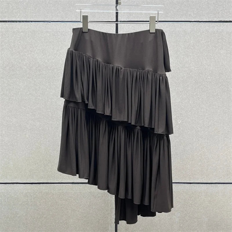 Women's skirt New low waist short skirt for summer 2025 Asymmetric slim fit cake skirt Layered pleated skirt Women's half skirt