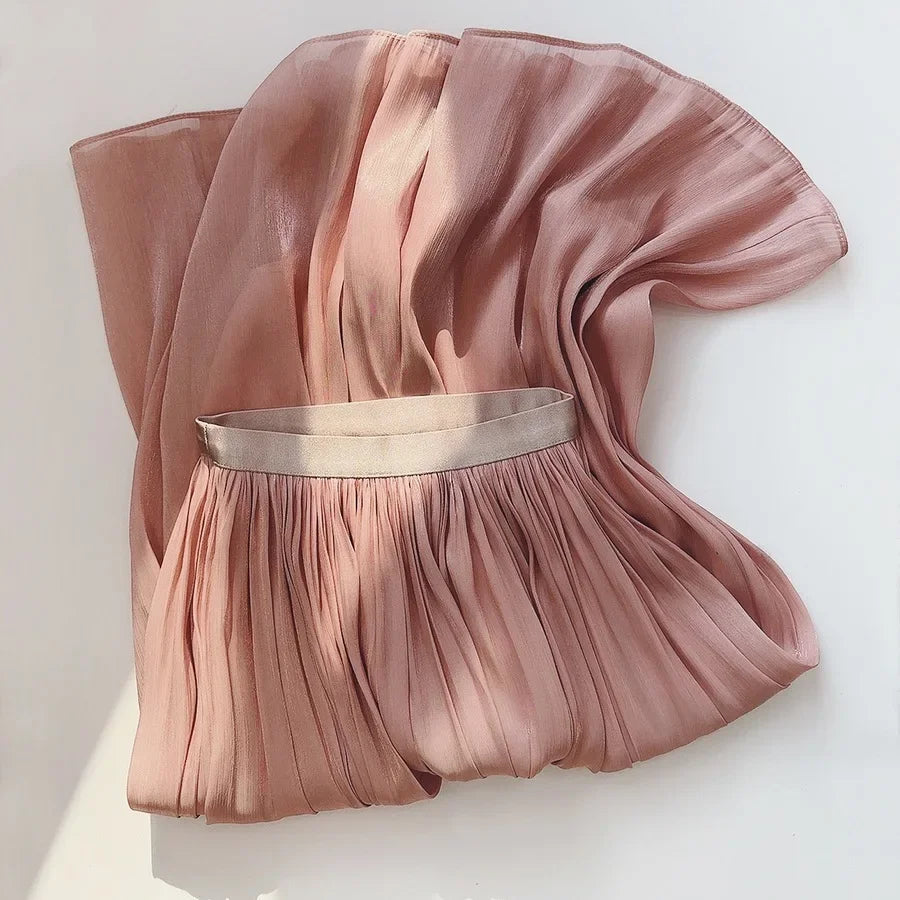 Skirts for Women Summer Pleated Temperament Half-body Skirt Slim Thin Section of The Long A-line Skirt Woman Clothing Streetwear