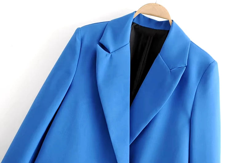 Elegant Blazer Coat For Women Fashion Pockets Lapel Oversized Suit Jackets 2025 New Autumn Office Lady Casual Loose Outerwear