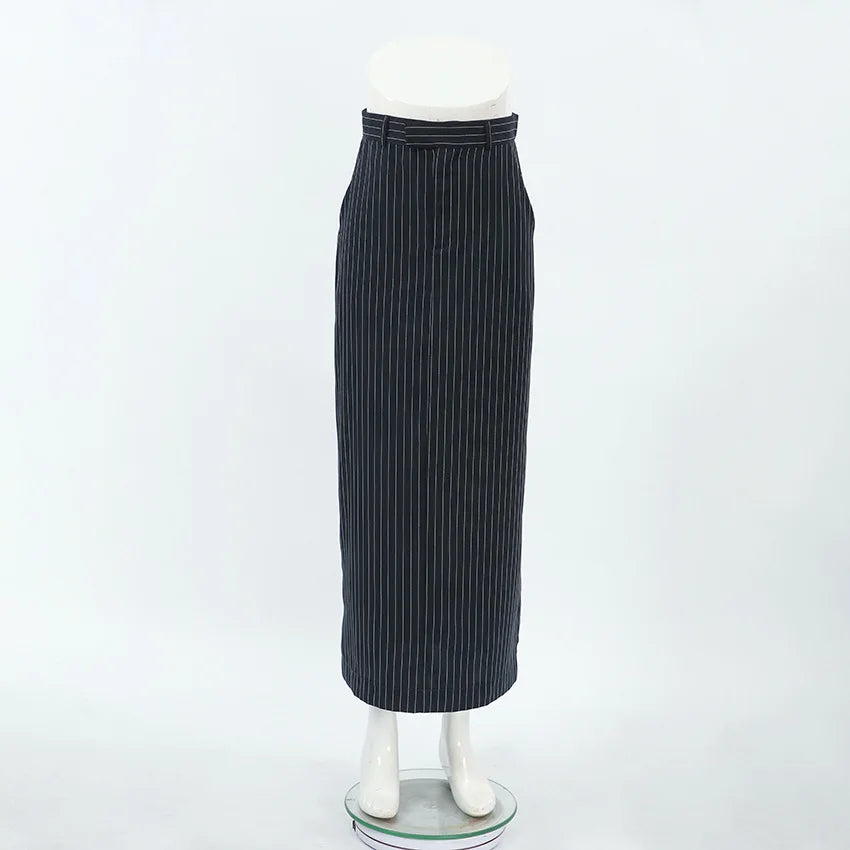 Skirt Women Office Lady High Waist Striped Fashion New Euro-America Style Simple Women Skirt Luxury