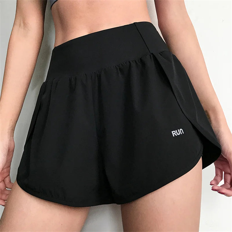 Women 2 In 1 Running Shorts Elastic Waist Pocket Summer Yoga Shorts Woman Cycling Sports Shorts Gym Fitness Shorts Sportswear