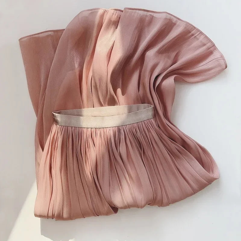 Skirts for Women Summer Pleated Temperament Half-body Skirt Slim Thin Section of The Long A-line Skirt Woman Clothing Streetwear