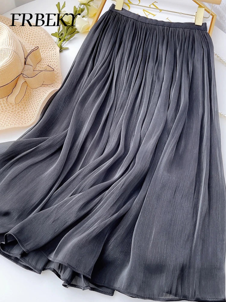 Skirts for Women Summer Pleated Temperament Half-body Skirt Slim Thin Section of The Long A-line Skirt Woman Clothing Streetwear