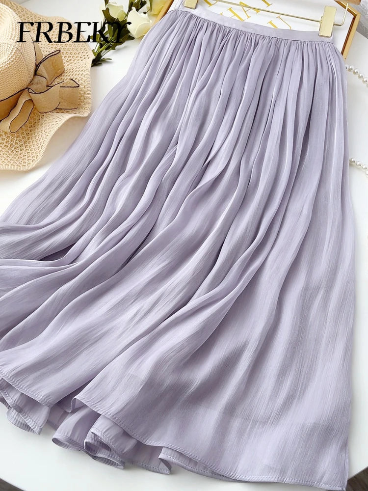 Skirts for Women Summer Pleated Temperament Half-body Skirt Slim Thin Section of The Long A-line Skirt Woman Clothing Streetwear
