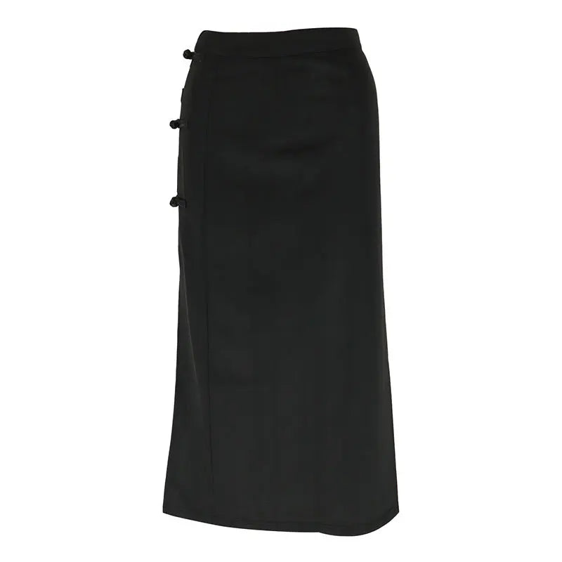Women Skirt Summer New Streetwear Fashion Zipper Casual Slim Split Maxi Skirt Black Sexy Club Party Elegant Versatile Lady Skirt