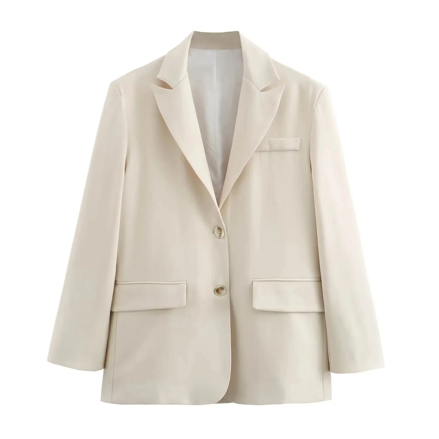 Elegant Blazer Coat For Women Fashion Pockets Lapel Oversized Suit Jackets 2025 New Autumn Office Lady Casual Loose Outerwear