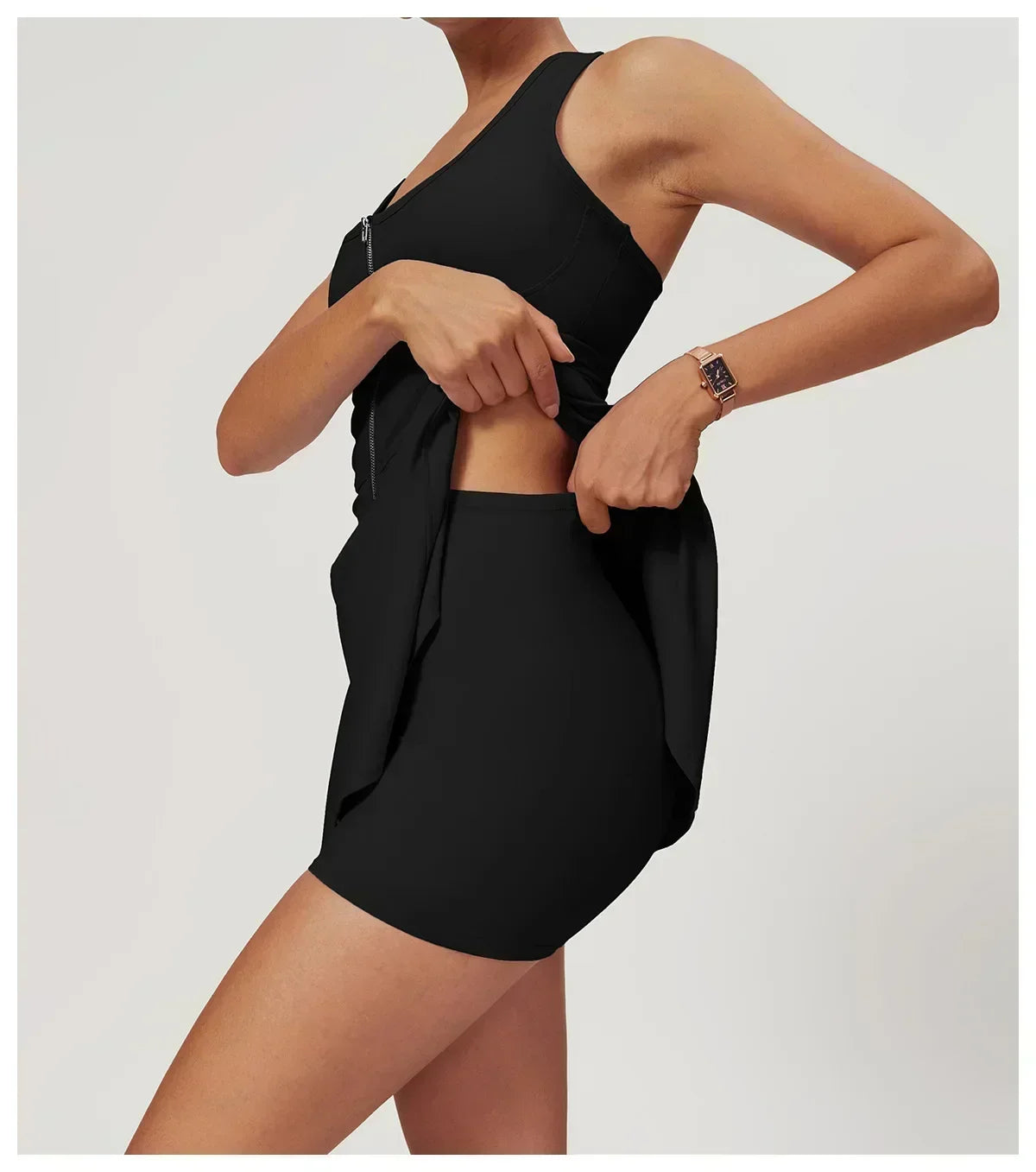 Yoga skirt anti-slip sports dress outdoor one-piece zip tennis skirt running fitness badminton dresses