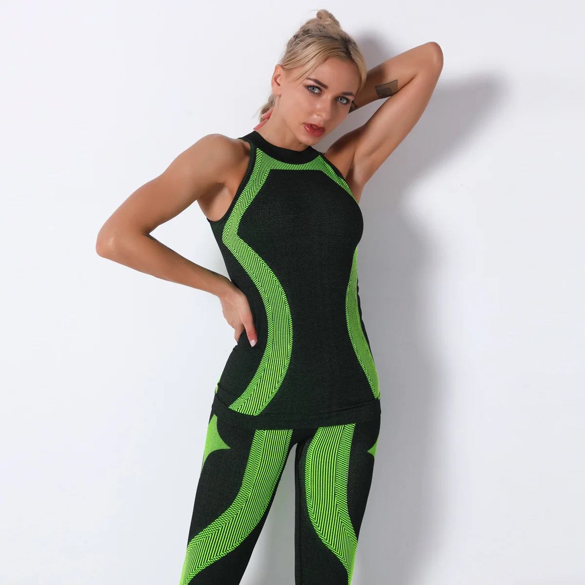 Seamless Women Sports Top Yoga Shirt Sleeveless Tank Top High Neck Workout Fitness Running Vest Sportswear Women Gym Clothing