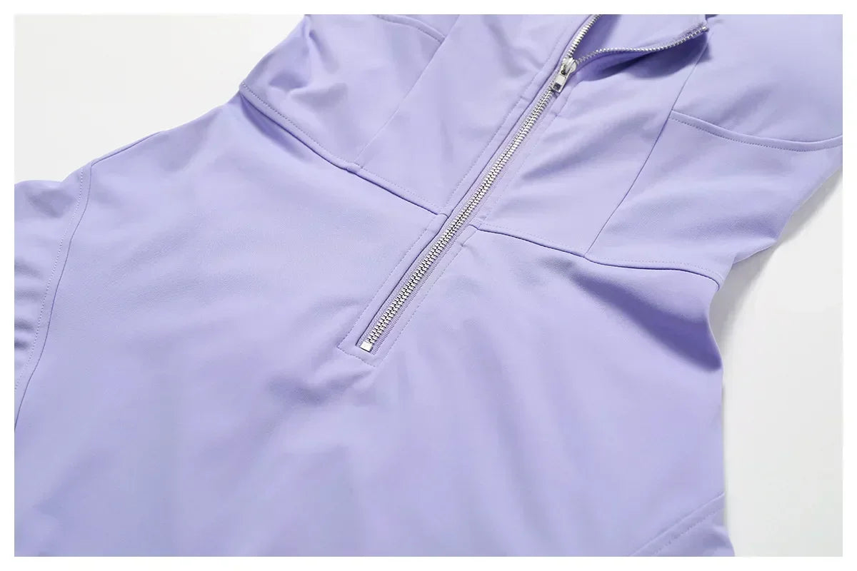 Yoga skirt anti-slip sports dress outdoor one-piece zip tennis skirt running fitness badminton dresses