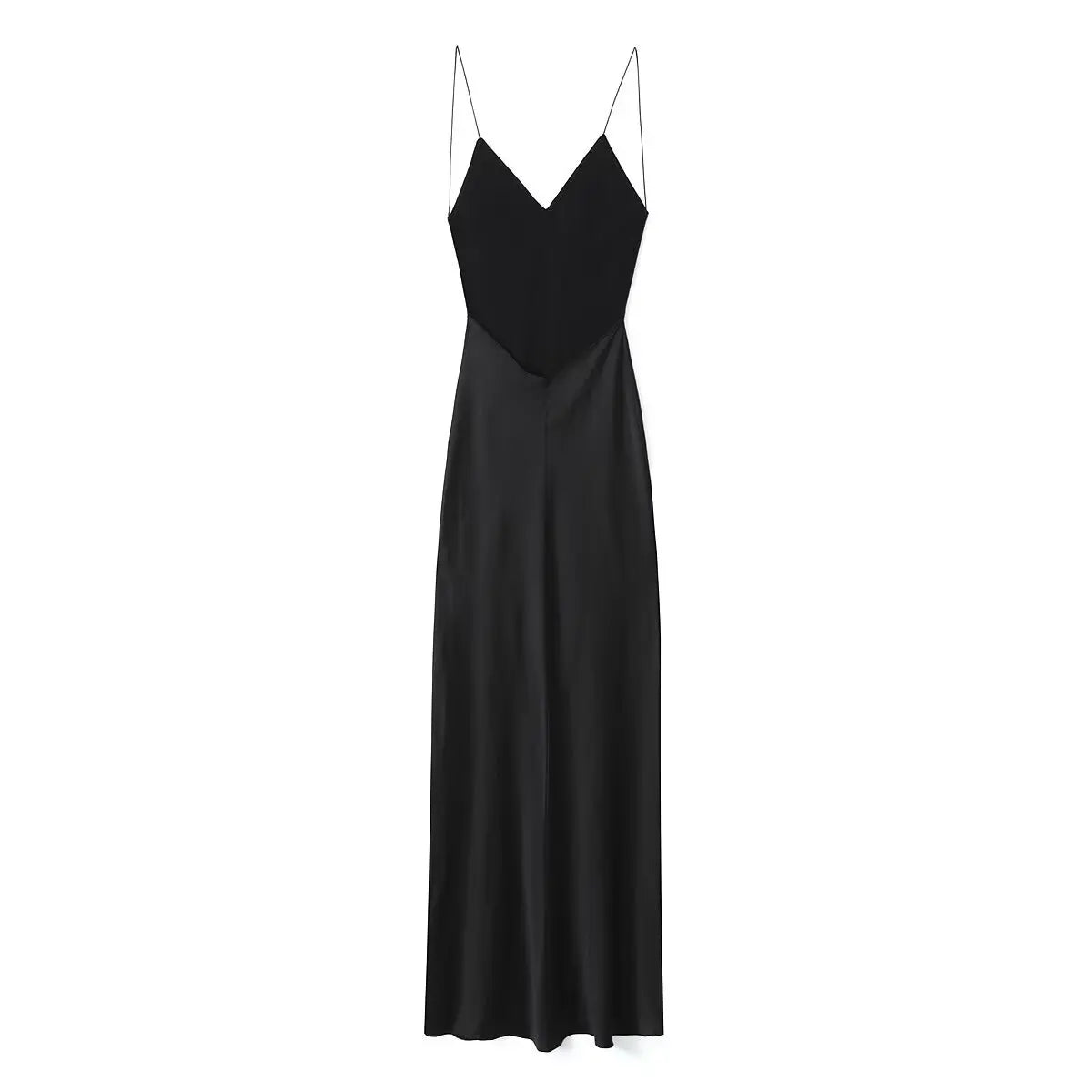 2024 Women's New Chic Fashion Temperament Satin Thin Shoulder Strap Underwear Slim Long Dress Retro Backless Women's Dress Mujer