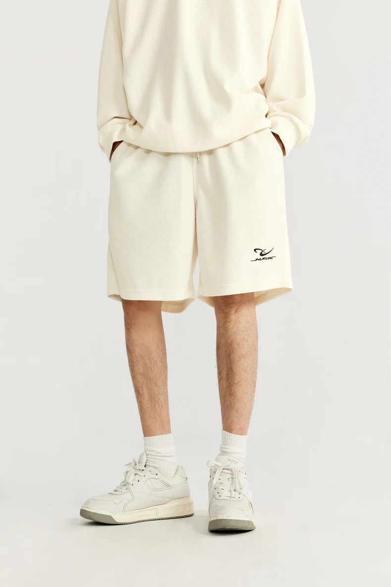INFLATION Spring Oversized Tracksuit Sportswear Unisex Pique Fabric Embroidery Long Sleeve Tees and Shorts Set