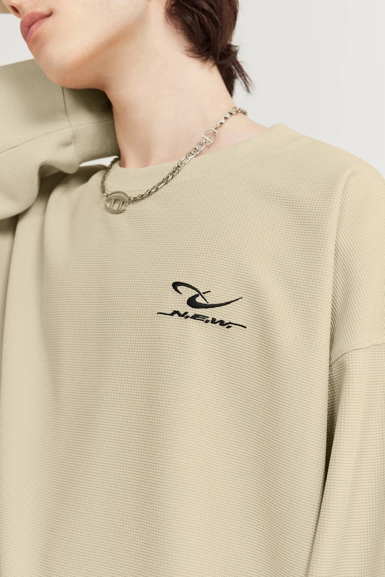 INFLATION Spring Oversized Tracksuit Sportswear Unisex Pique Fabric Embroidery Long Sleeve Tees and Shorts Set