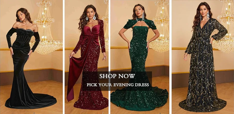 Ladies' formal banquet evening dress, high-end and gorgeous chiffon nail bead stand up collar, ultra long sleeve evening dress