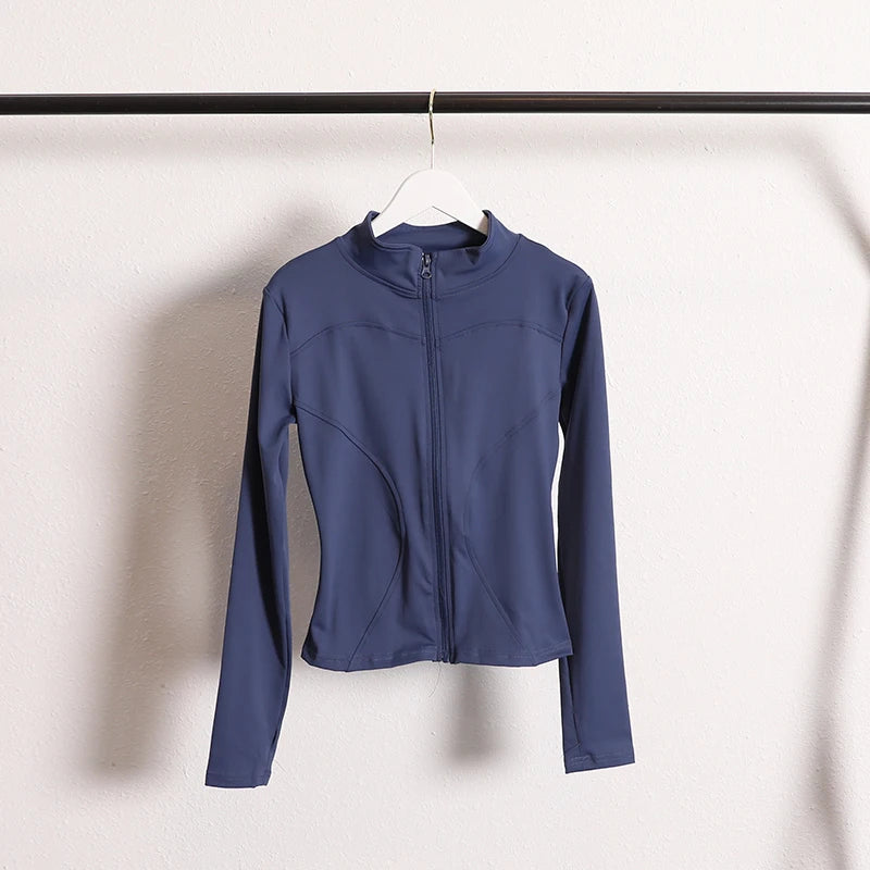 Yoga Jacket Coat Flexible Active Wear Women Zip Up Gym Sports Fitness Casual Jackets with Thumb Holes