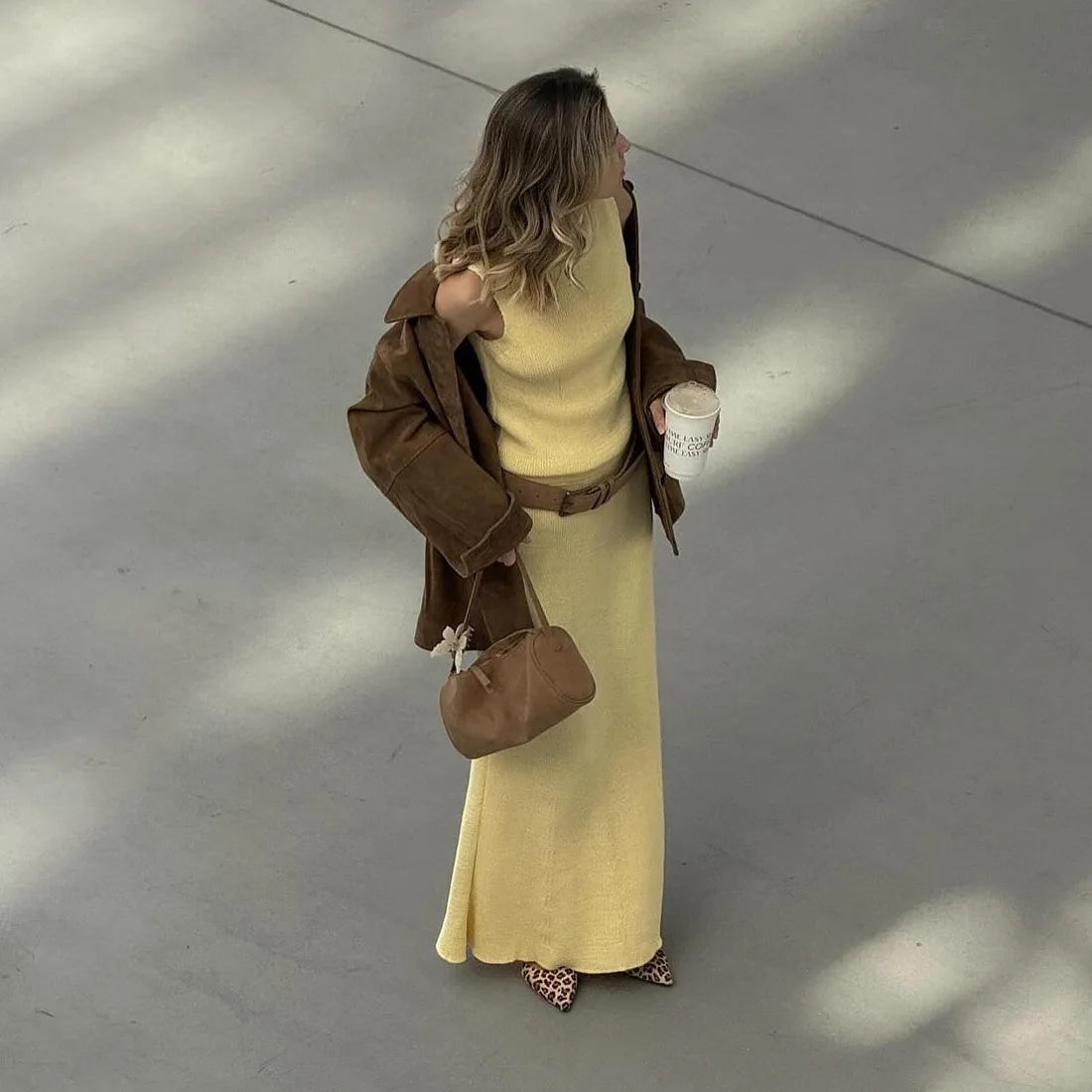 Tossy Elegant Knitwear 2 Piece-Set Long Dress Female Ribbed Sweater Pullover And Loose Patchwork Maxi Skirt Sets Ladies Outfits
