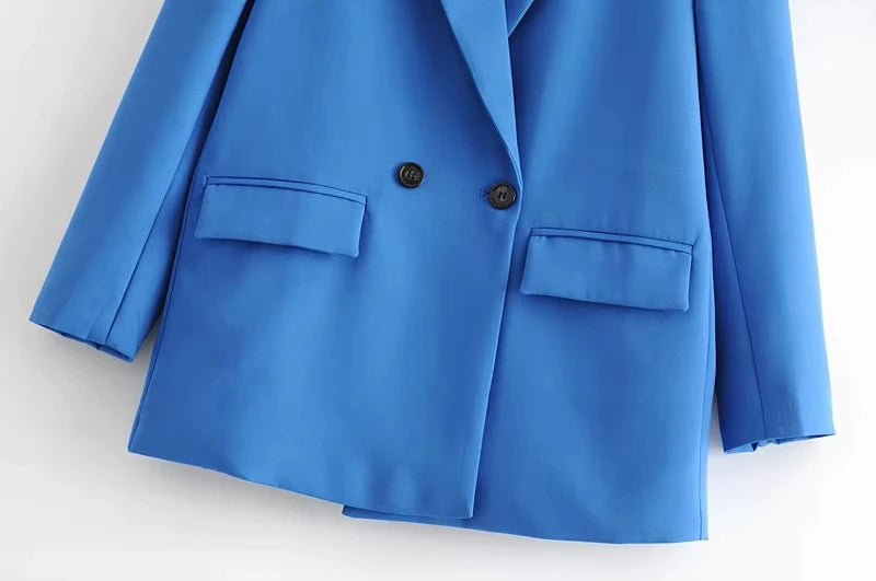 Elegant Blazer Coat For Women Fashion Pockets Lapel Oversized Suit Jackets 2025 New Autumn Office Lady Casual Loose Outerwear