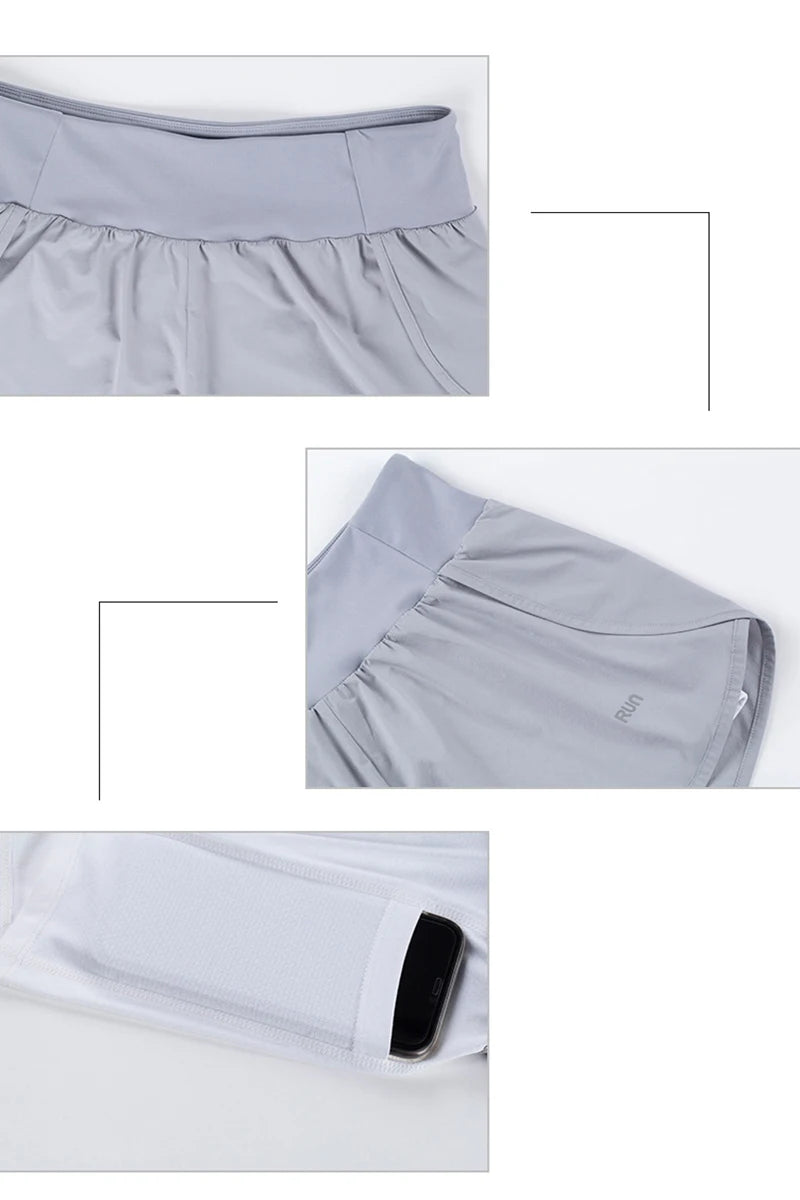 Women 2 In 1 Running Shorts Elastic Waist Pocket Summer Yoga Shorts Woman Cycling Sports Shorts Gym Fitness Shorts Sportswear
