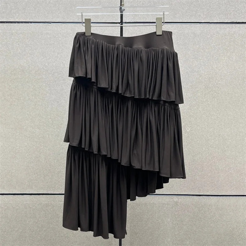 Women's skirt New low waist short skirt for summer 2025 Asymmetric slim fit cake skirt Layered pleated skirt Women's half skirt